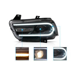 VLAND LED Headlights For Dodge Charger 2011-2014 RGB Style Canada