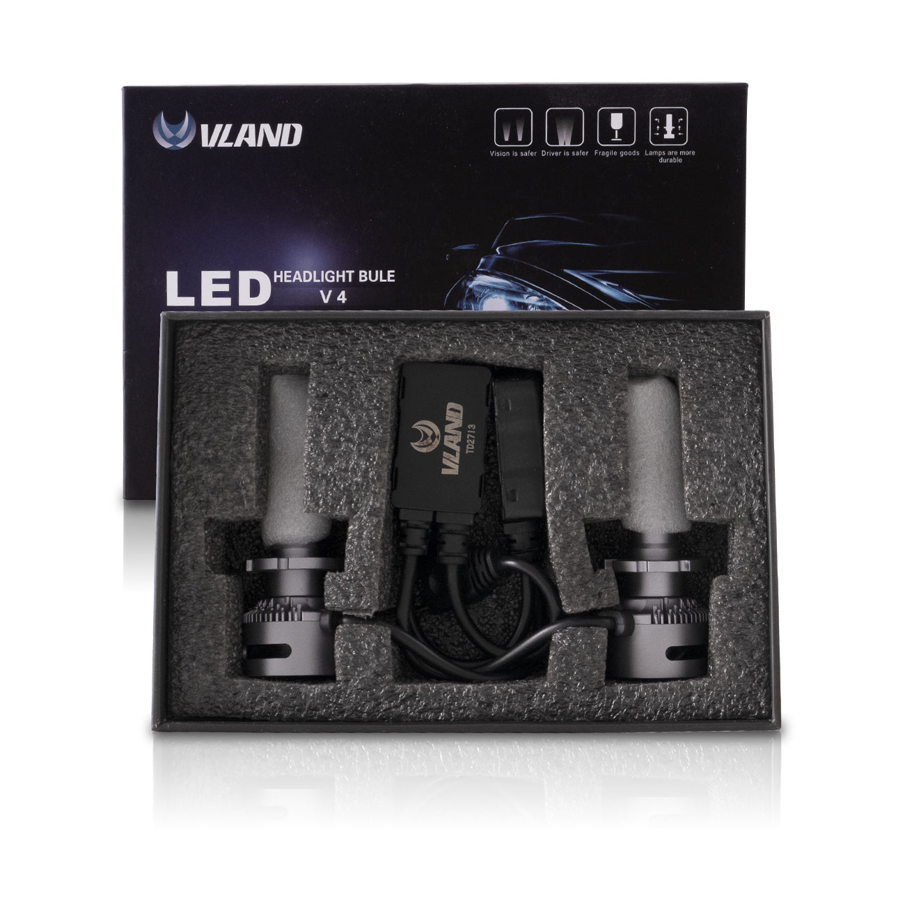 VLAND 2PCs D2S/H7/9005 LED Bulbs 35W 6000K Super Bright
