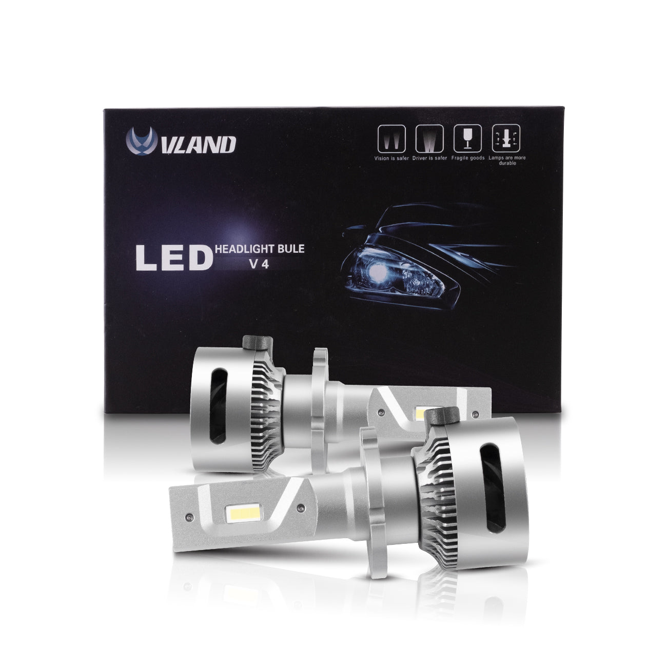 VLAND 2PCs D2S/H7/9005 LED Bulbs 35W 6000K Super Bright