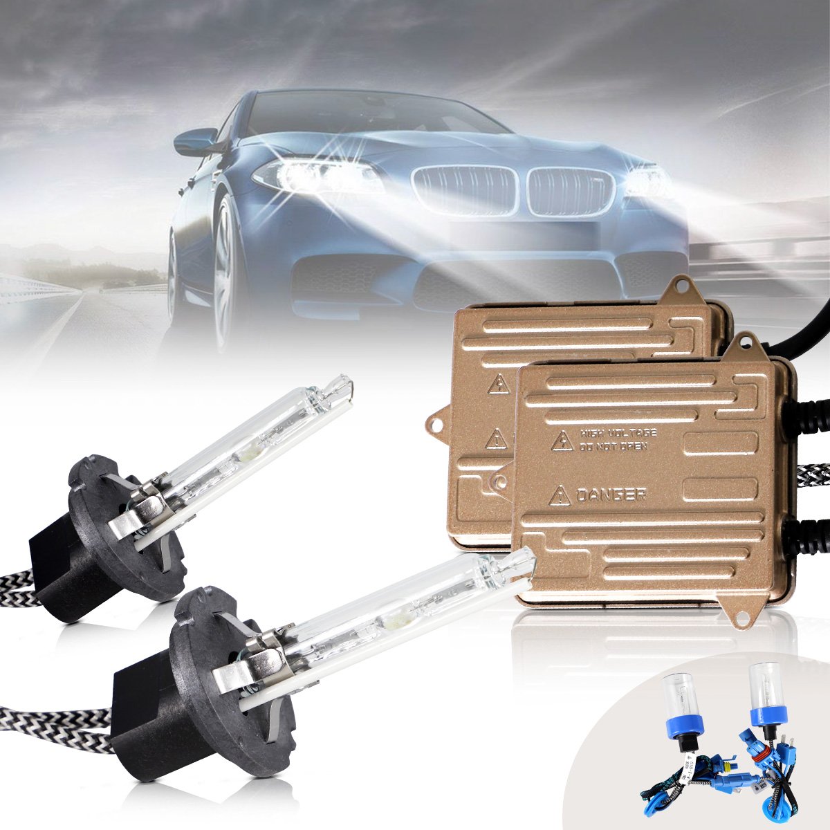 VLAND 2PCs D2H/H7 Xenon Bulbs Conversion HID KIT with Ballast 12V 35W 55W 6000K