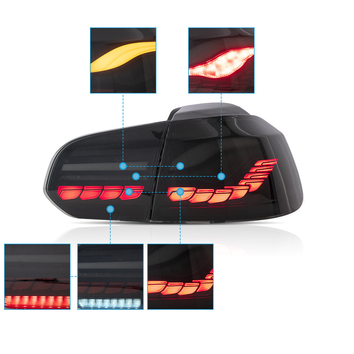 VLAND LED Tail Lights for Volkswagen Golf 6 MK6 2009-2014 (GTS Style) Canada