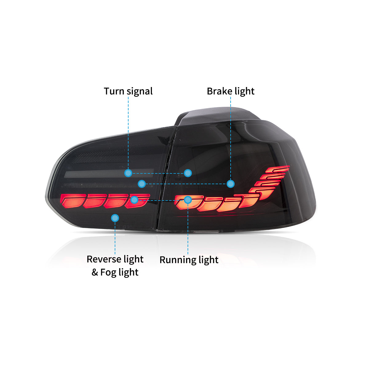 VLAND LED Tail Lights for Volkswagen Golf 6 MK6 2009-2014 (GTS Style) Canada