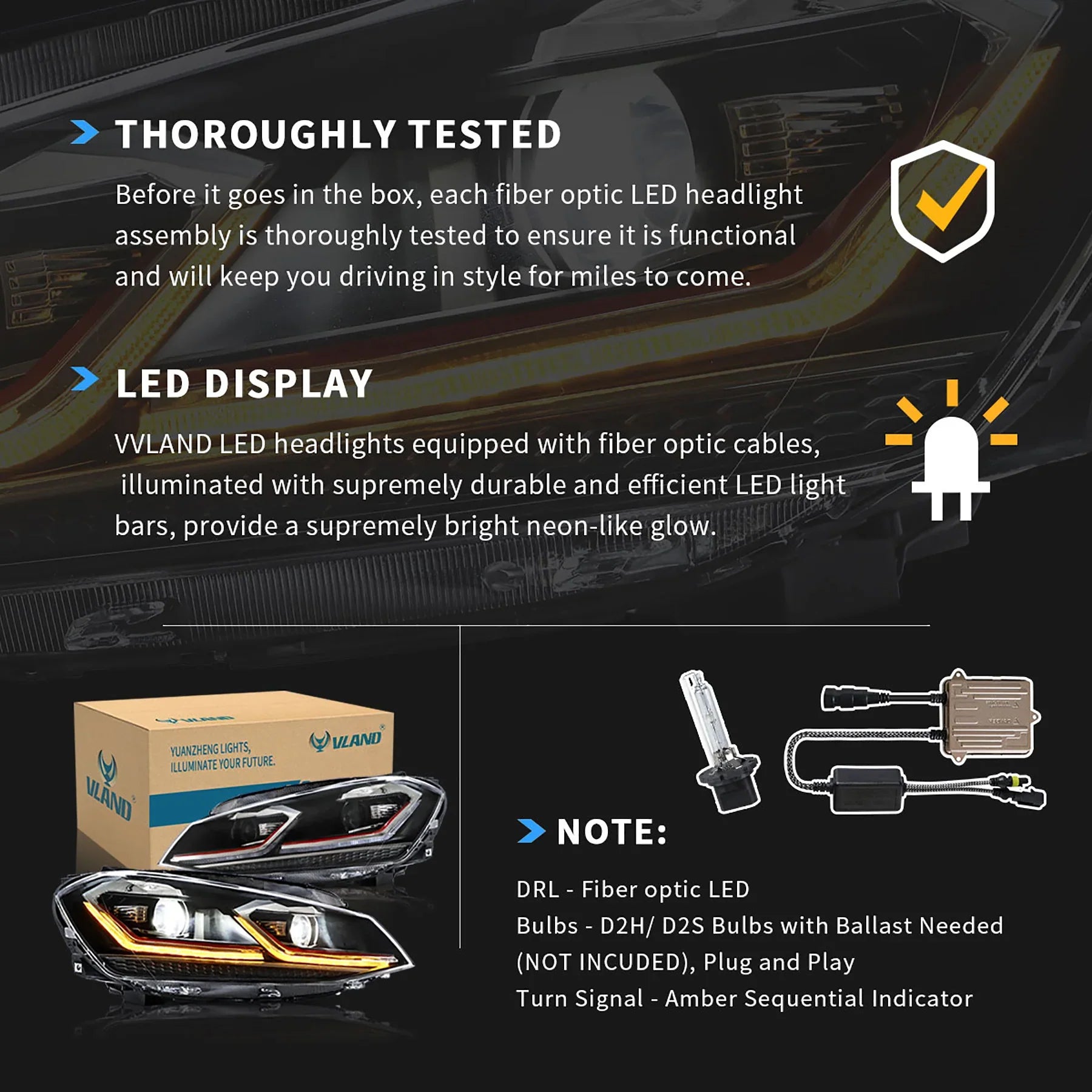 VLAND Headlights For 2018-2021 Golf MK7.5 Halogen Models Canada
