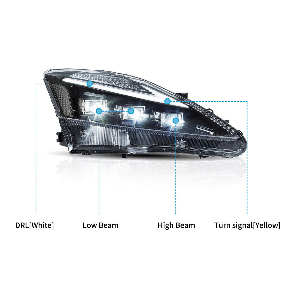Vland Full LED Headlights For 2006-2013 Lexus IS250, IS350, ISF Canada