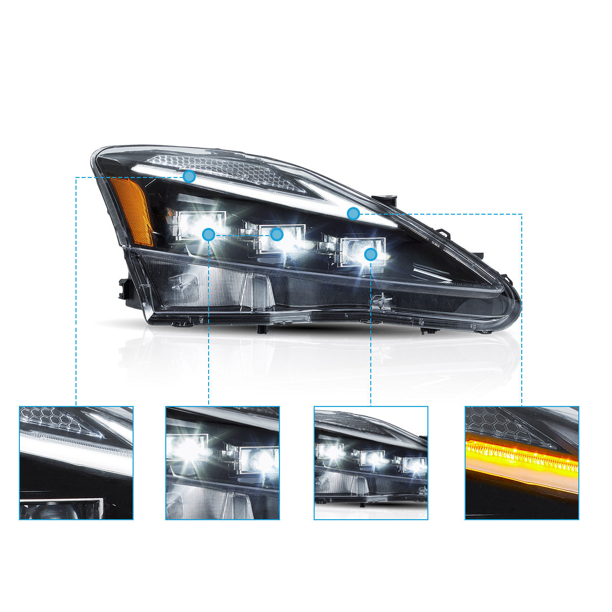 Vland Full LED Headlights For 2006-2013 Lexus IS250, IS350, ISF Canada