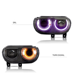 VLAND LED Headlights RGB Style for Dodge Challenger 2008-2014 Canada