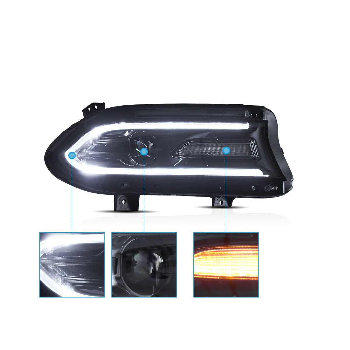 VLAND LED Headlights For 2015-2023 Dodge Charger Canada