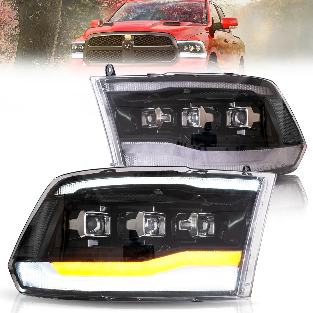 VLAND Sequential LED Headlights For 2009-2018 Dodge RAM 1500 2500 3500 Canada