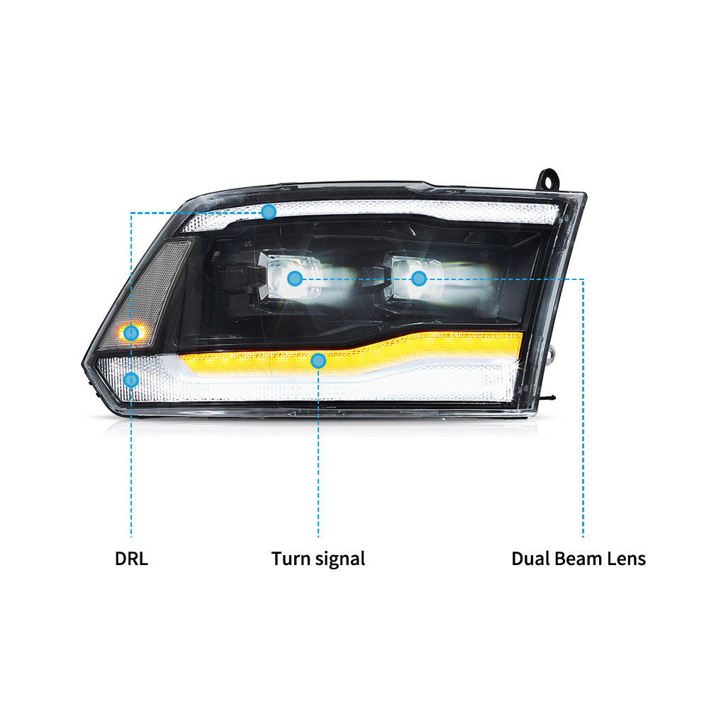 VLAND OEM Style LED Headlights For 2009-2018 RAM 1500 2500 3500