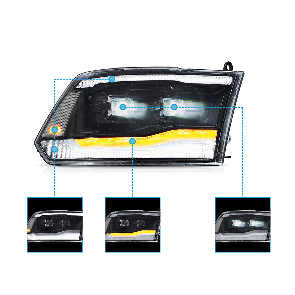 VLAND OEM Style LED Headlights For 2009-2018 RAM 1500 2500 3500
