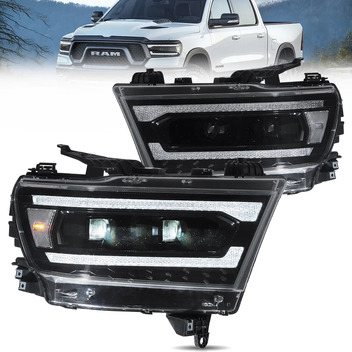VLAND Full LED Headlights For 2019-2024 Dodge RAM 1500