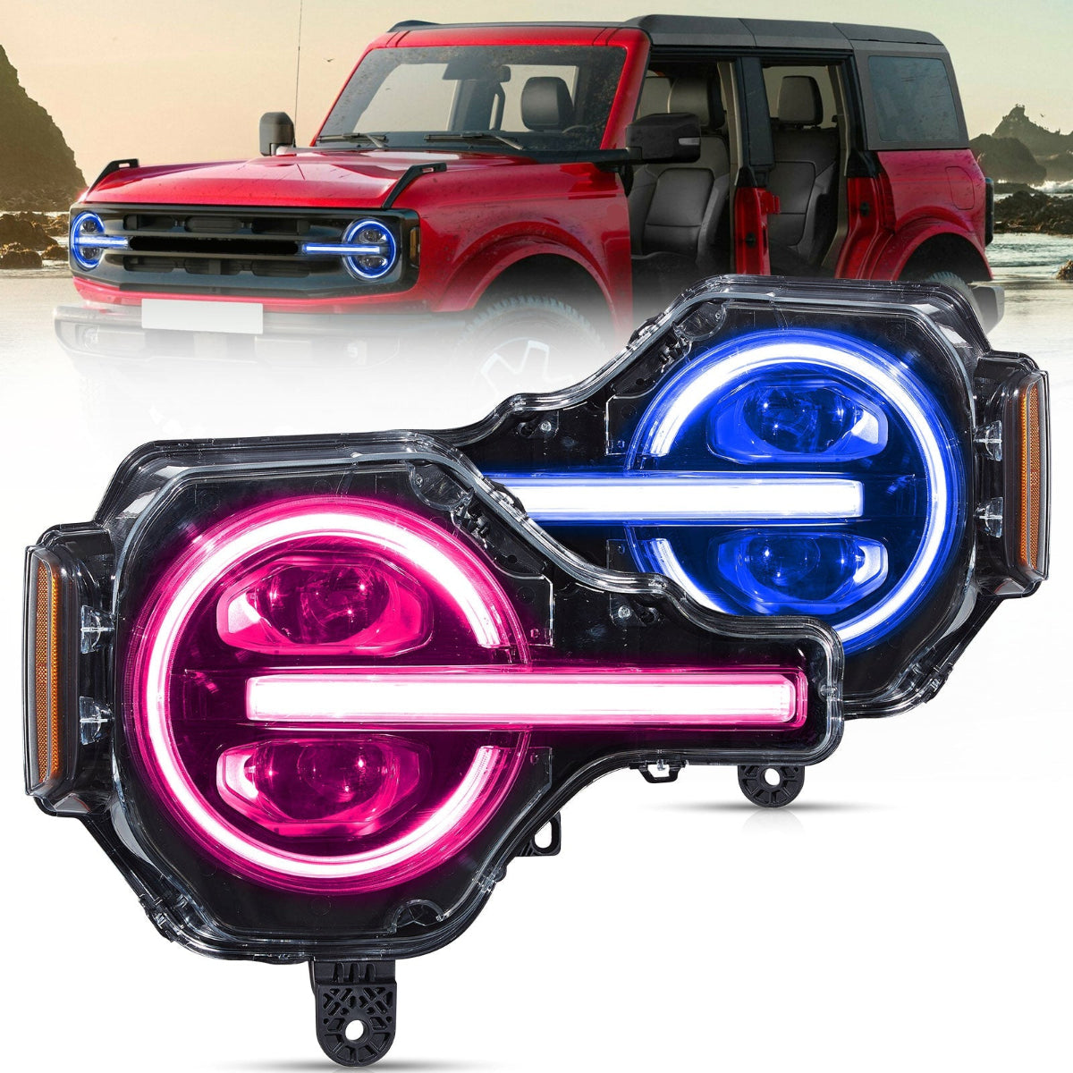 VLANDN RGB LED Projector Headlights For 2021-2024 Ford Bronco Canada
