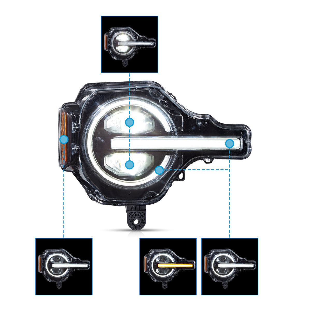 VLANDN RGB LED Projector Headlights For 2021-2024 Ford Bronco Canada