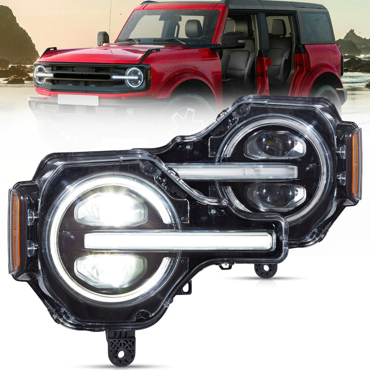 VLANDN RGB LED Projector Headlights For 2021-2024 Ford Bronco Canada