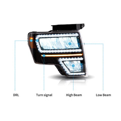 VLAND LED Reflection Bowl Headlights For 2009-2014 Ford F150 Canada