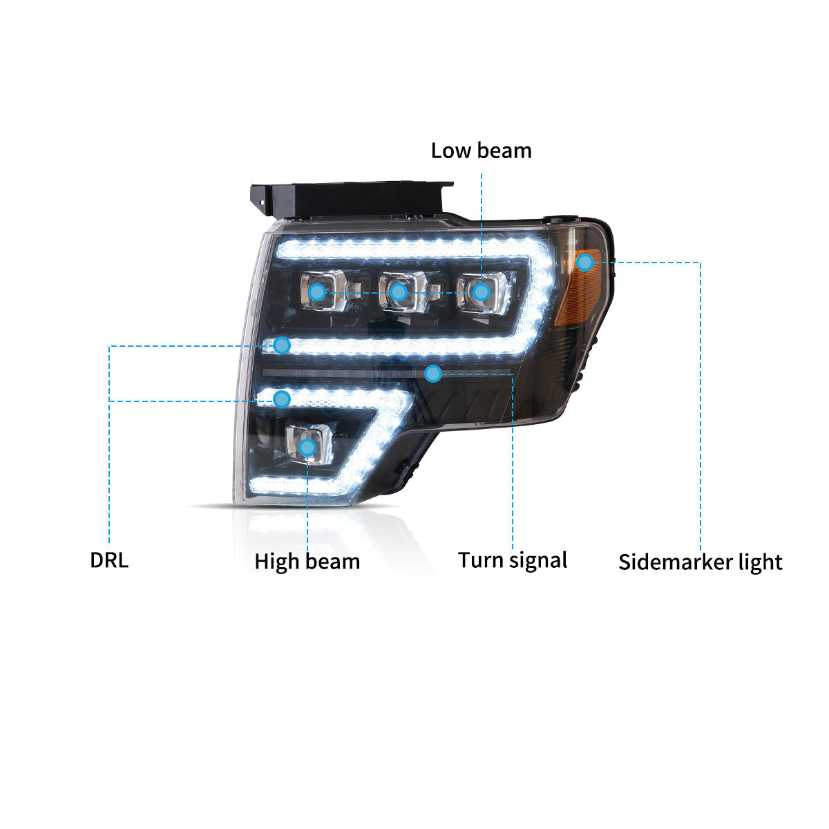 VLAND LED Matrix Projector Headlights For Ford F150 2009-2014 Canada