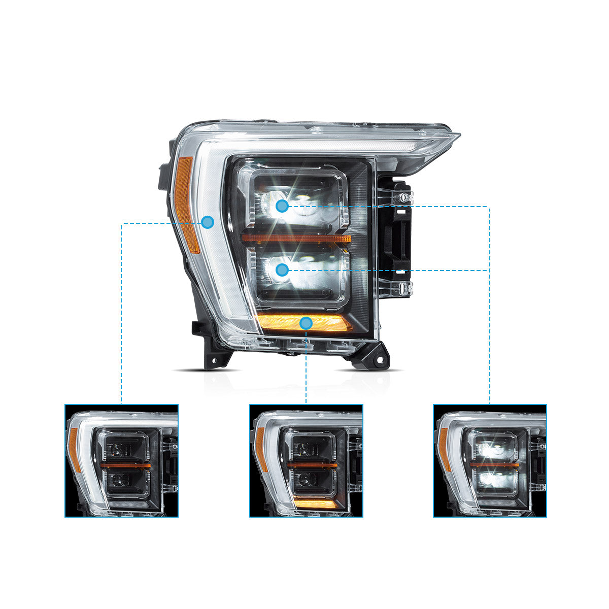 VLAND LED Matrix Headlights For 2021-2024 Ford F150 Canada