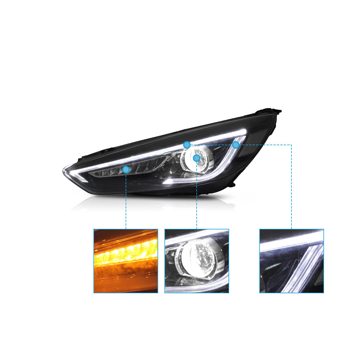 VLAND LED Headlights for 2015-2019 Ford Focus Mk III Facelift (mk 3.5) Canada