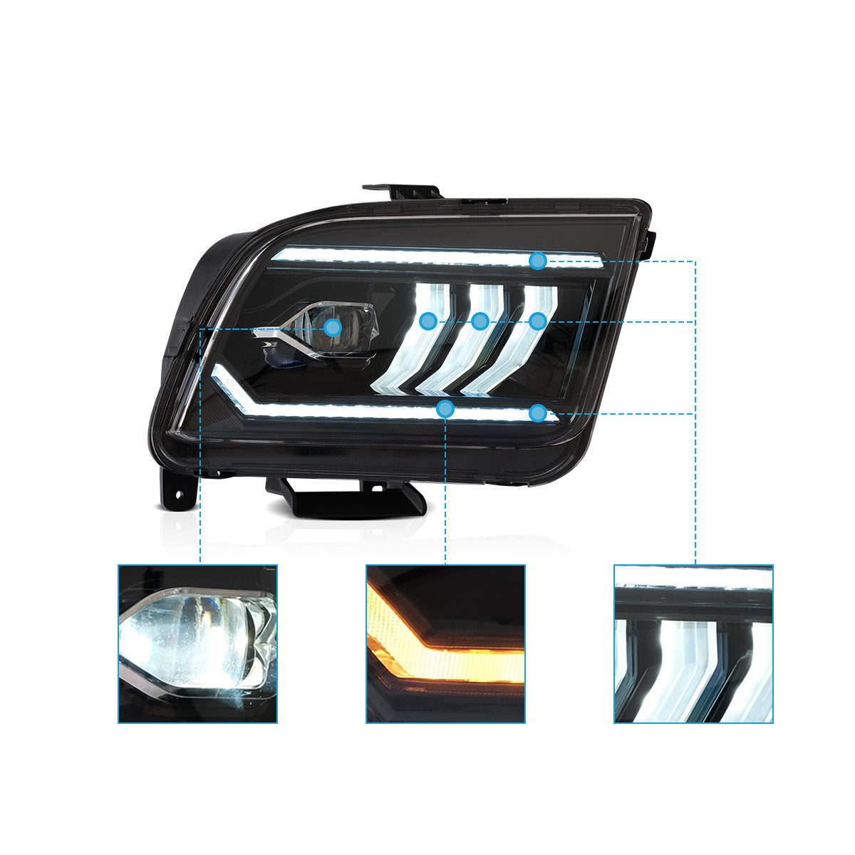 VLAND LED Headlights For 2005-2009 Ford Mustang 5th Gen Canada