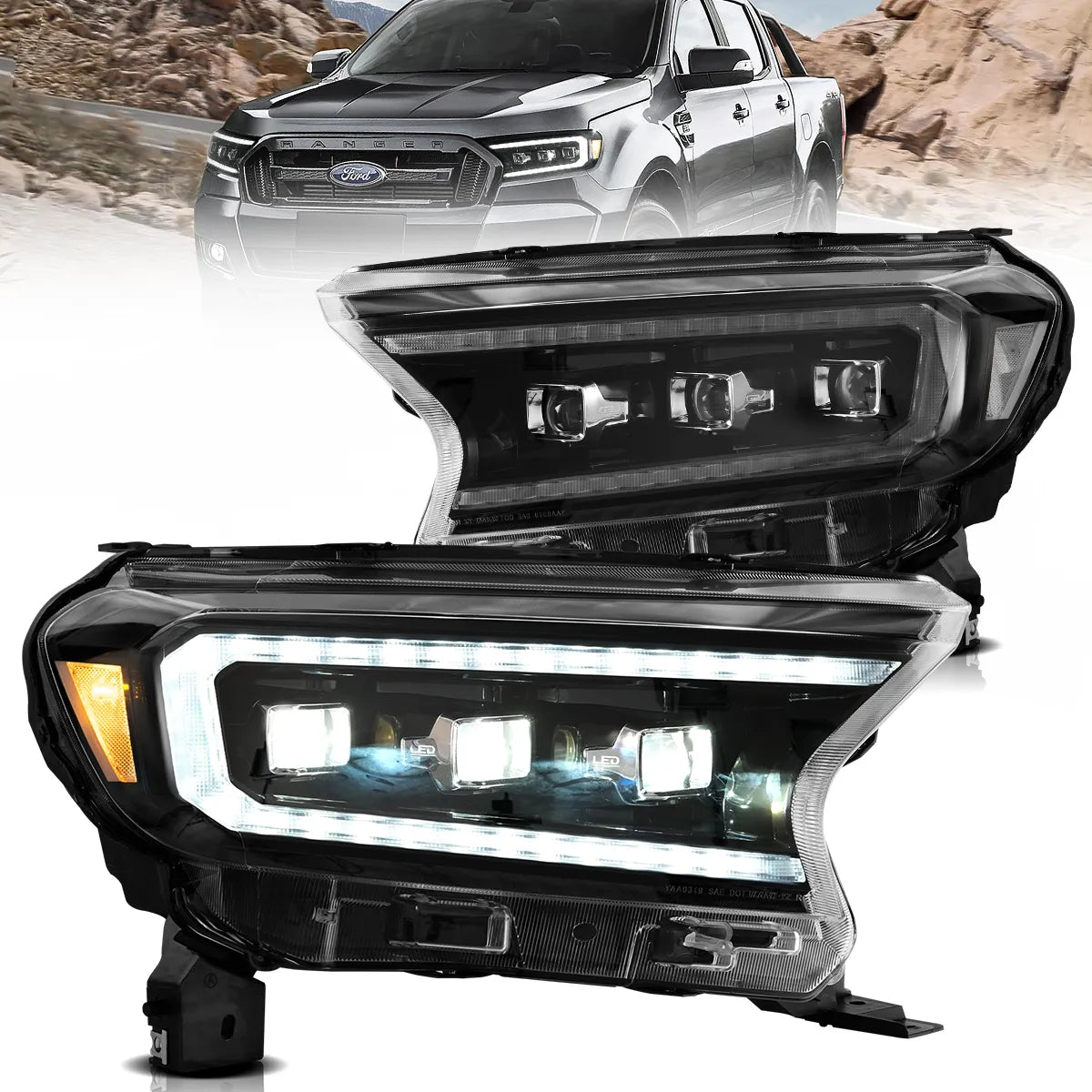 VLAND LED Matrix Headlights for 2016-2022 Ford Ranger PX