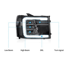 VLAND LED Reflection Bowl Headlights For 2007-2013 GMC Sierra 1500 2500HD 3500HD Canada