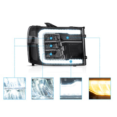 VLAND LED Reflection Bowl Headlights For 2007-2013 GMC Sierra 1500 2500HD 3500HD Canada