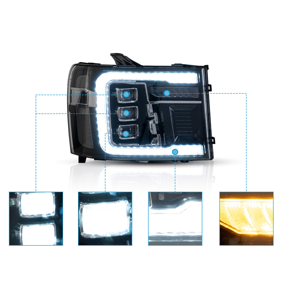 VLAND LED Headlights For 2007-2013 GMC Sierra 1500 2500HD 3500HD Canada