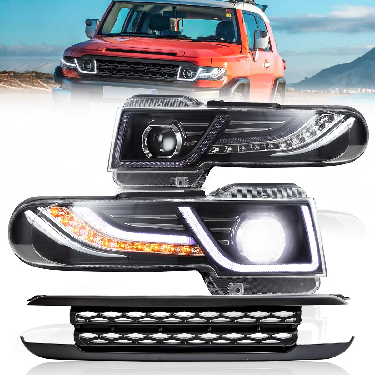 VLAND LED Headlights With Grille for 2006-2022 Toyota FJ Cruiser Canada