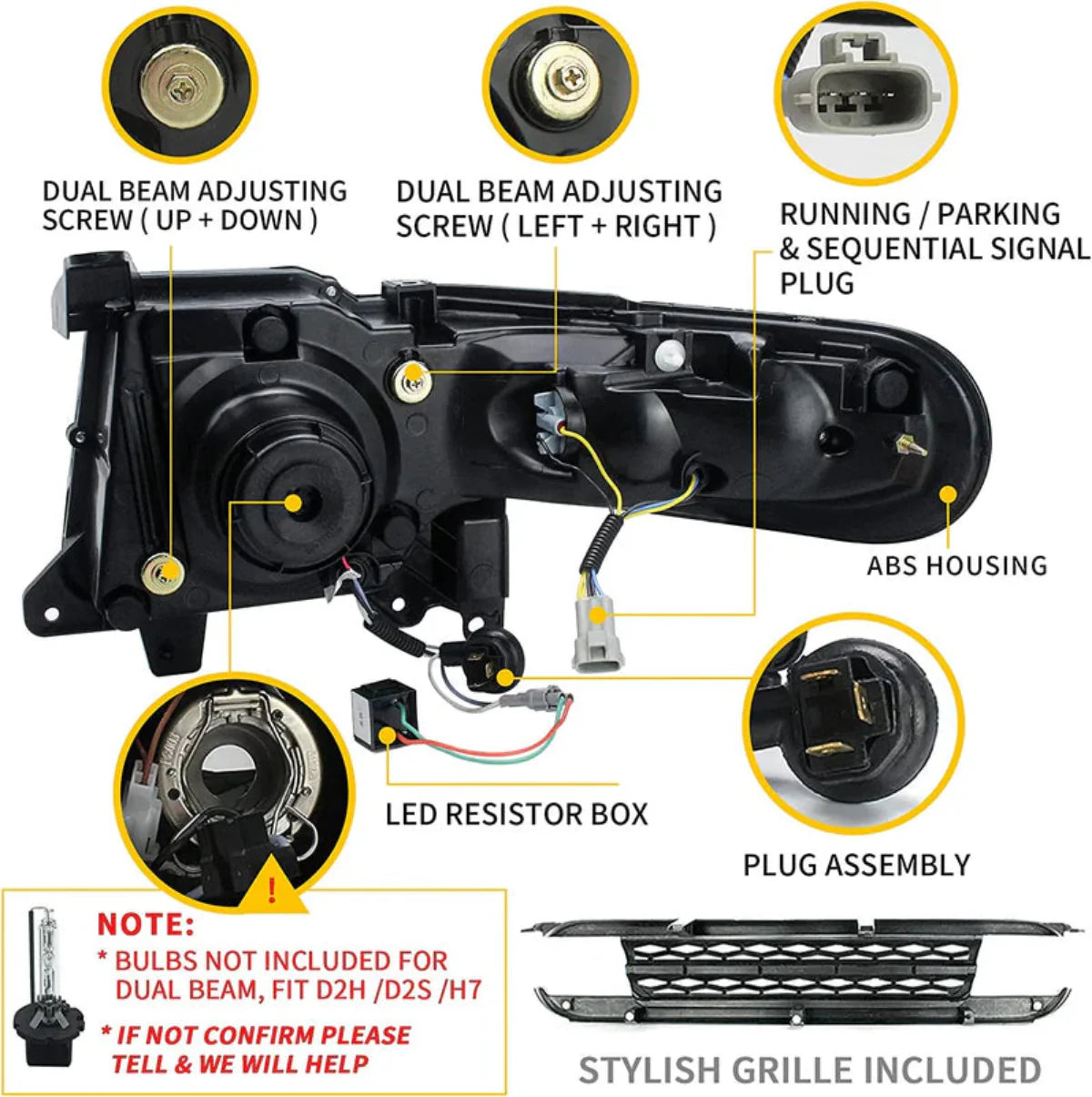 VLAND LED Headlights With Grille for 2006-2022 Toyota FJ Cruiser Canada
