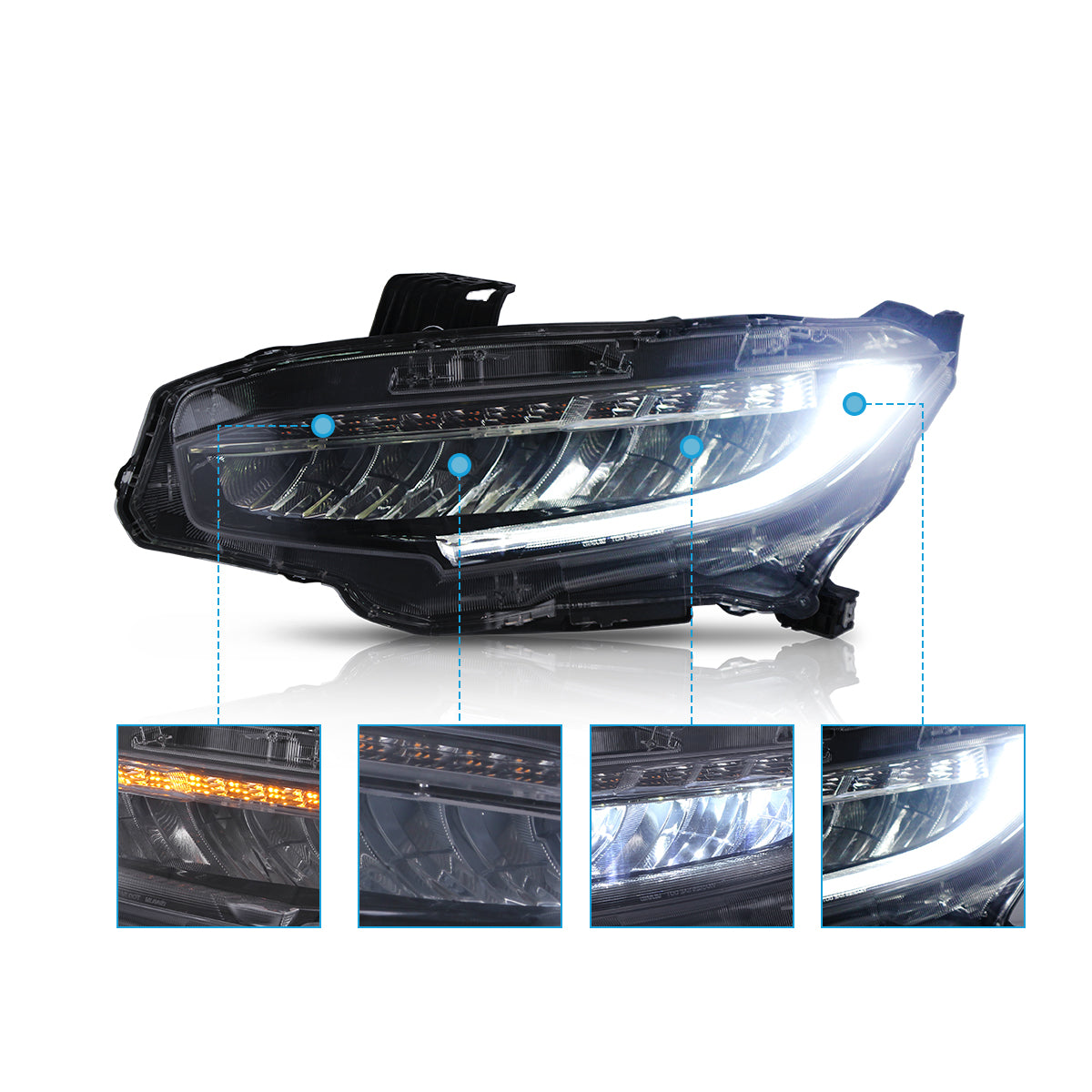 VLAND LED Headlights For 2016-2021 Honda Civic Canada