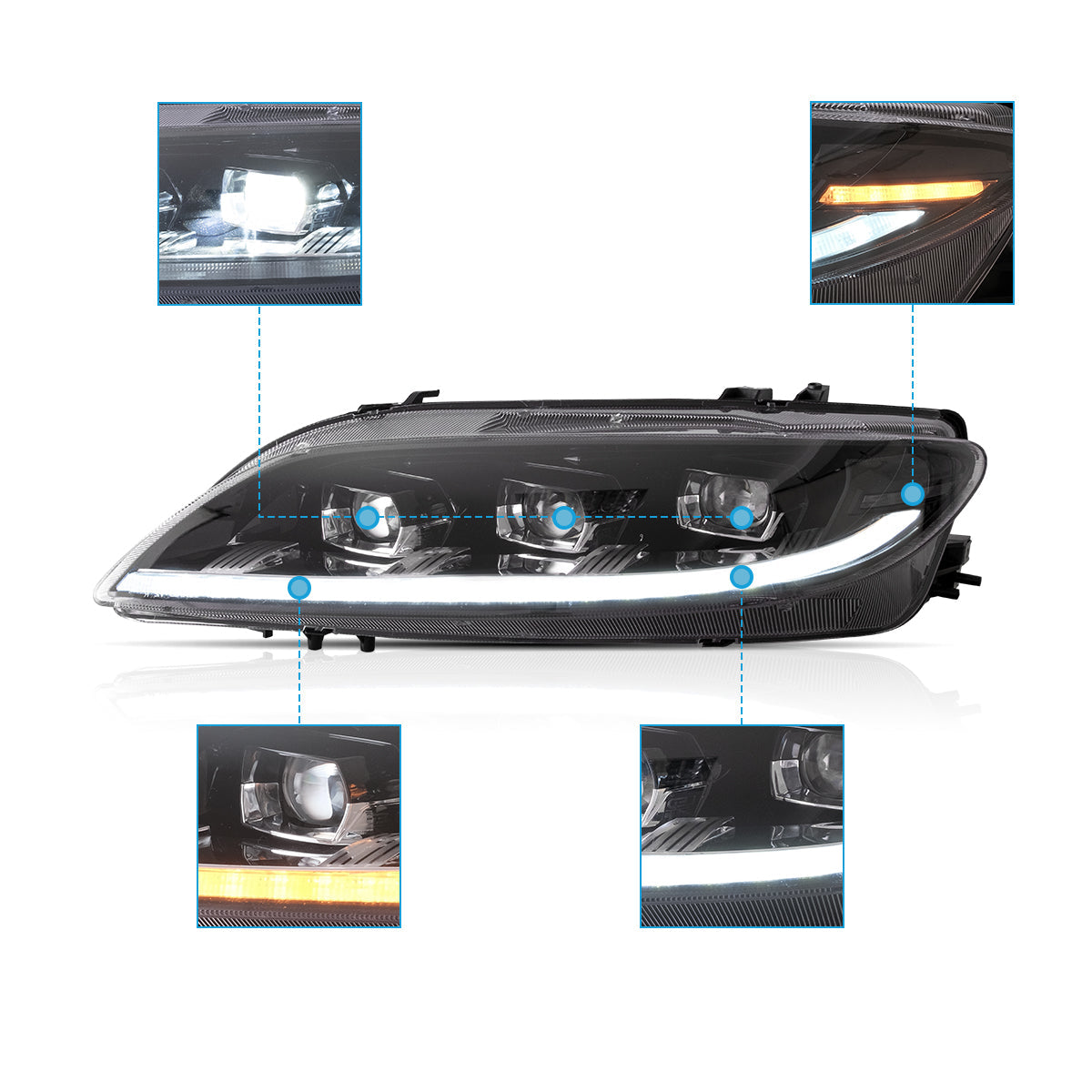 VLAND Full LED Headlights For 2002-2008 Mazda 6 Canada
