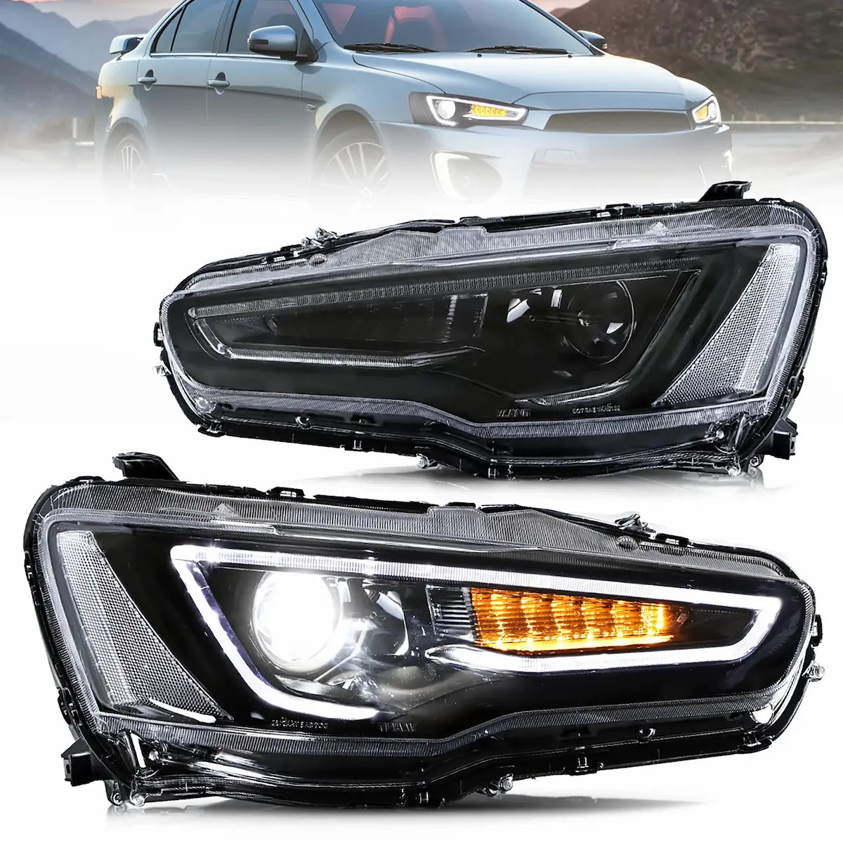 VLAND LED Headlights Audi Style For 2008-2017 Mitsubishi Lancer & EVO X Canada
