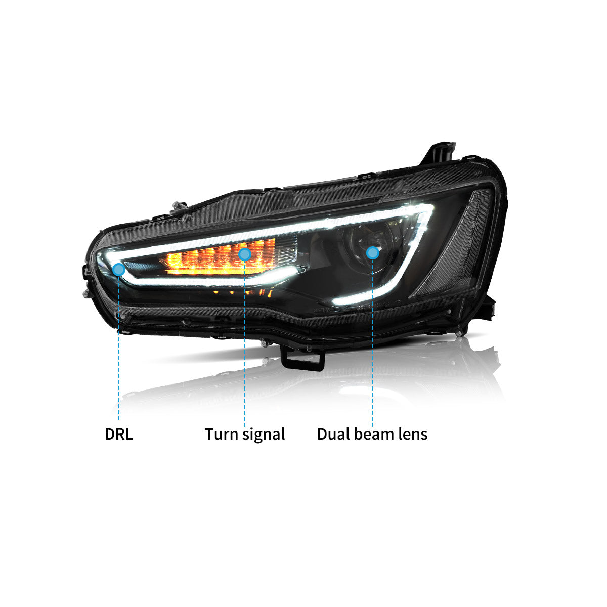 VLAND LED Headlights Audi Style For 2008-2017 Mitsubishi Lancer & EVO X Canada