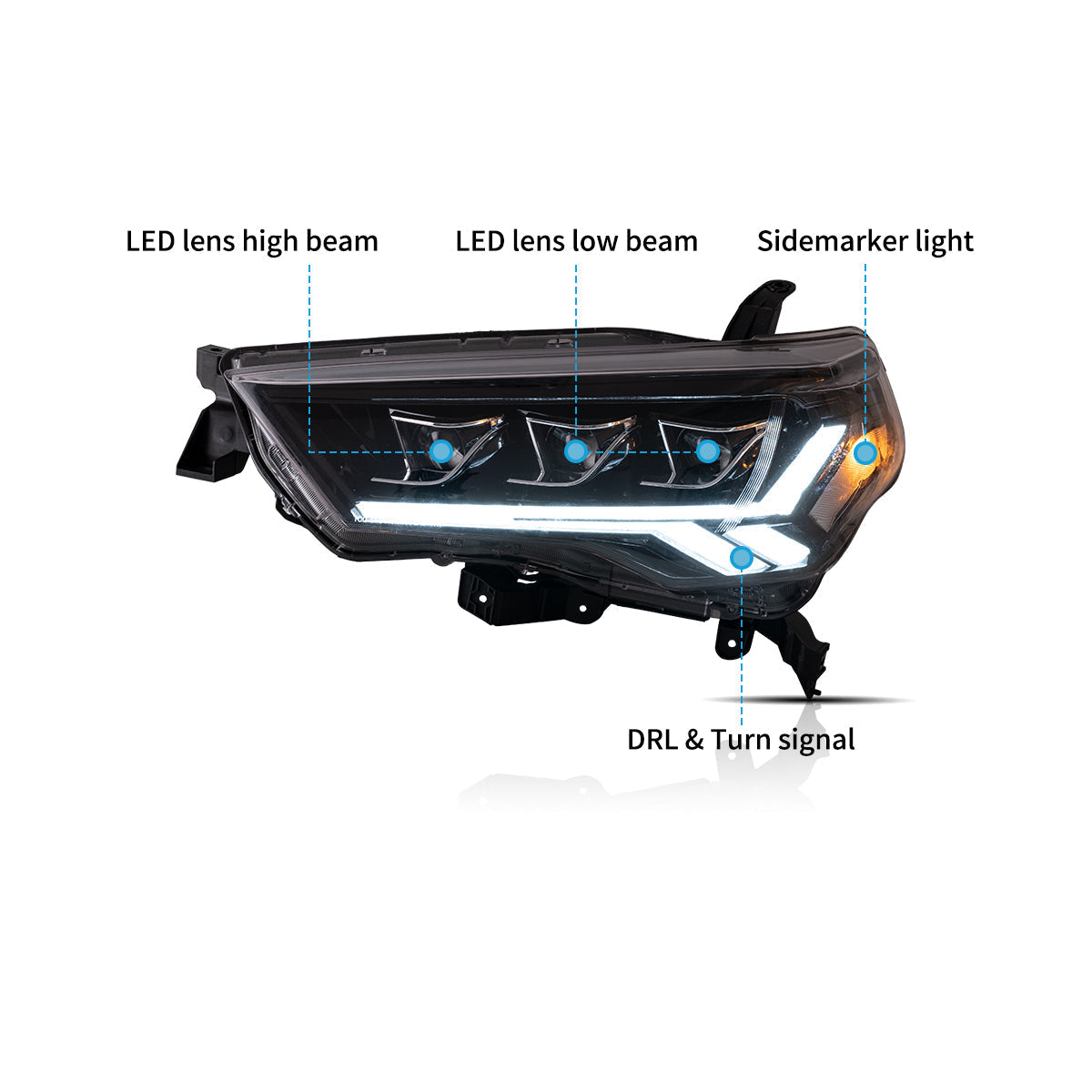 VLAND LED Matrix Headlights for 2014-2024 Toyota 4Runner N280 Canada