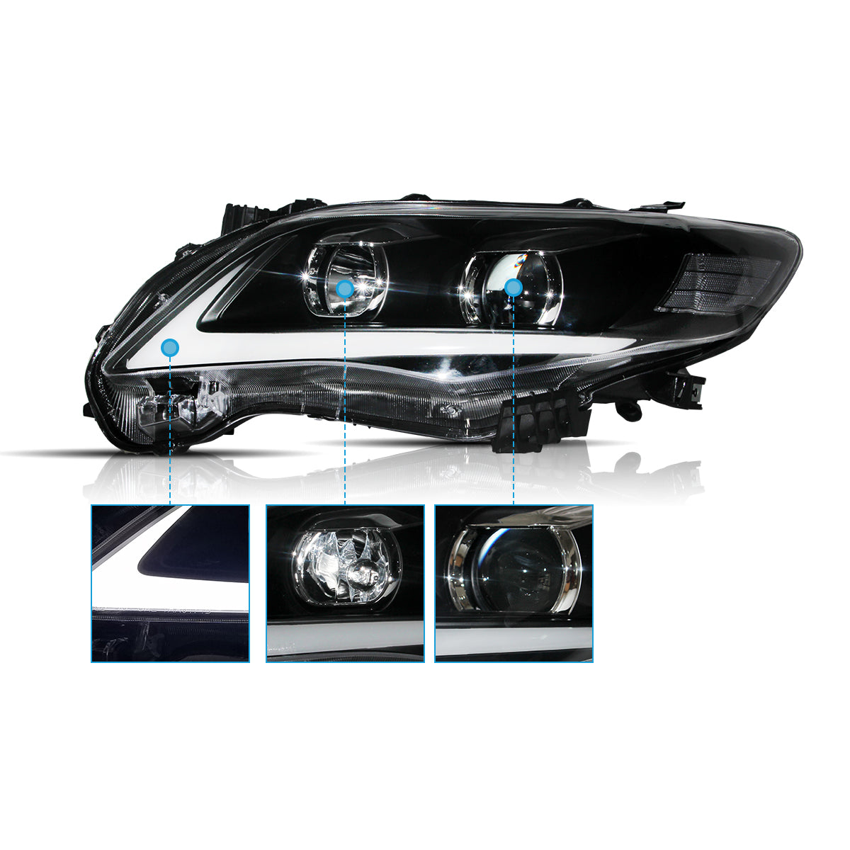VLAND LED  Headlights for 2011-2013 Toyota Corolla(E140/E150) Canada