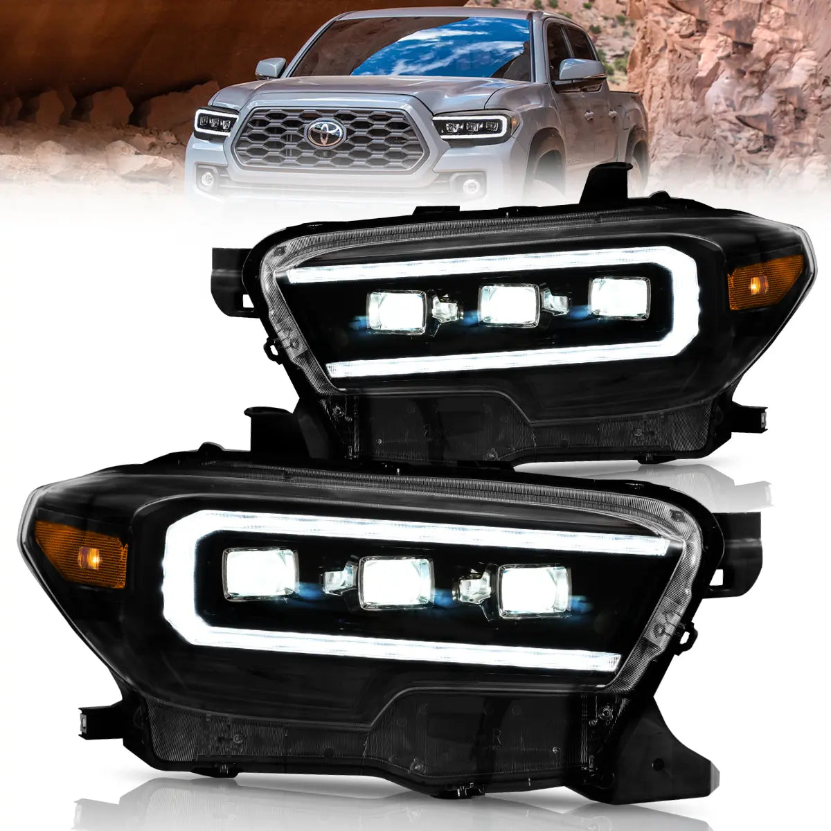 VLAND LED Matrix Projector Headlights For 2016-2023 Toyota Tacoma Canada