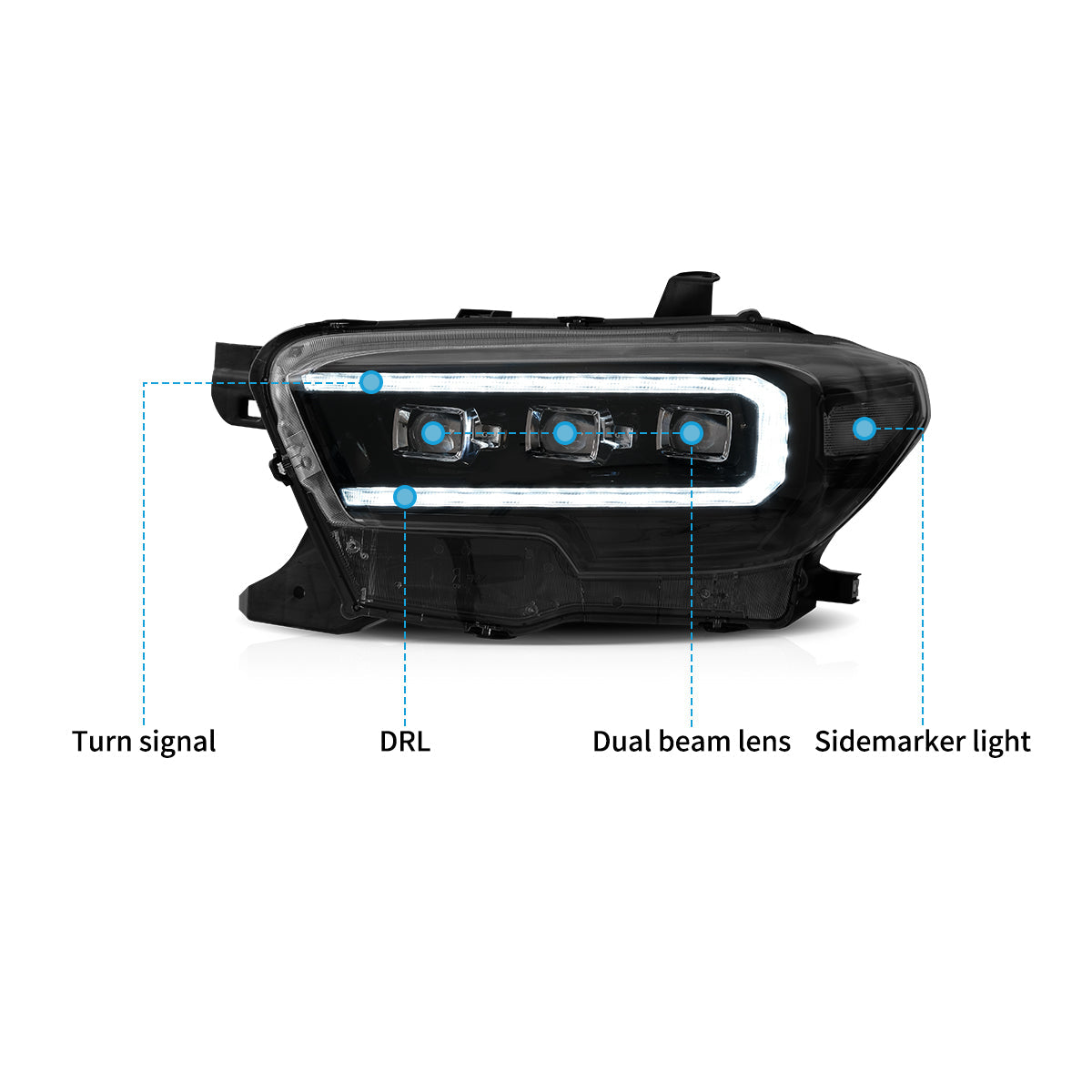 VLAND LED Matrix Projector Headlights For 2016-2023 Toyota Tacoma Canada