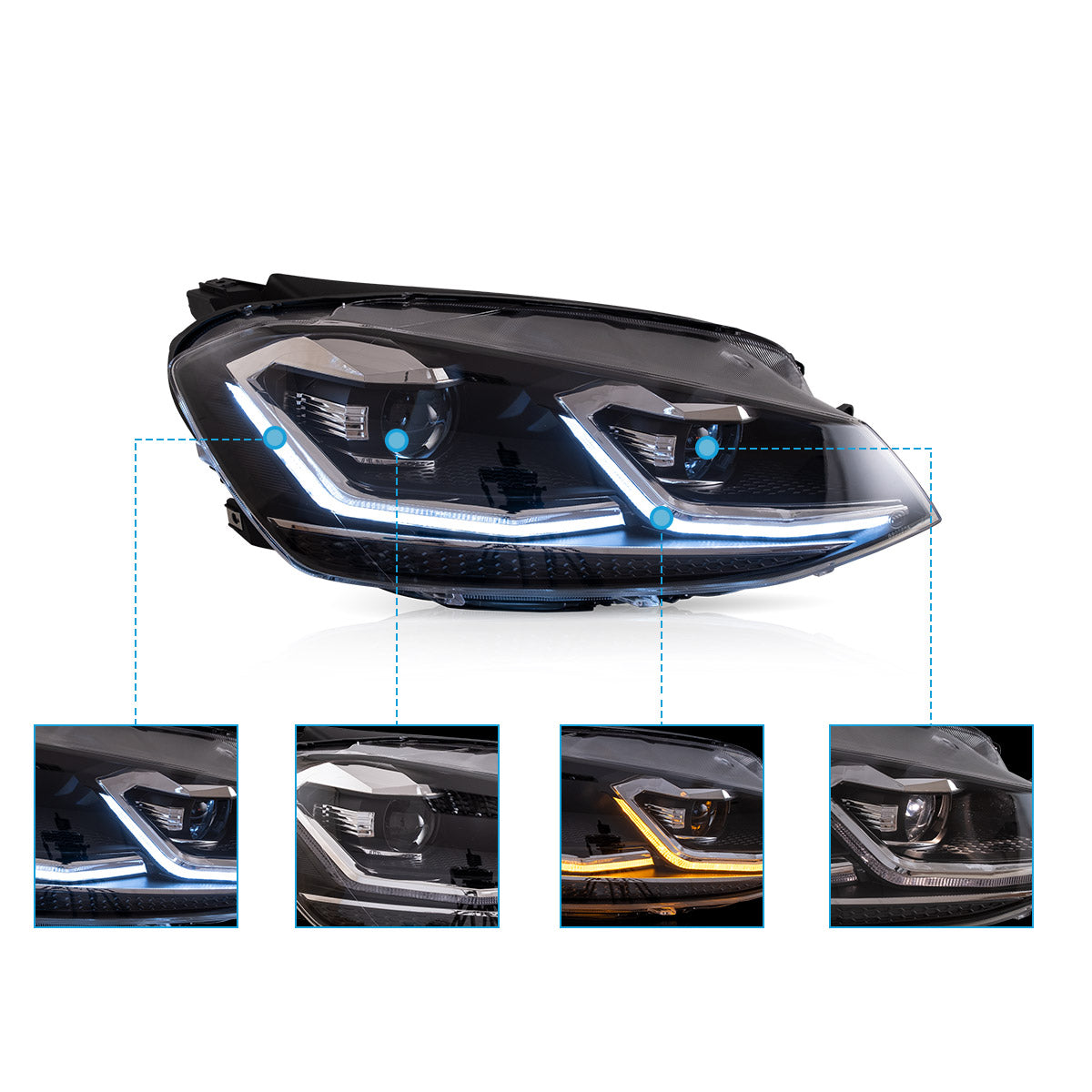 VLAND Headlights for 2015-2017 Volkswagen Golf MK7 Canada
