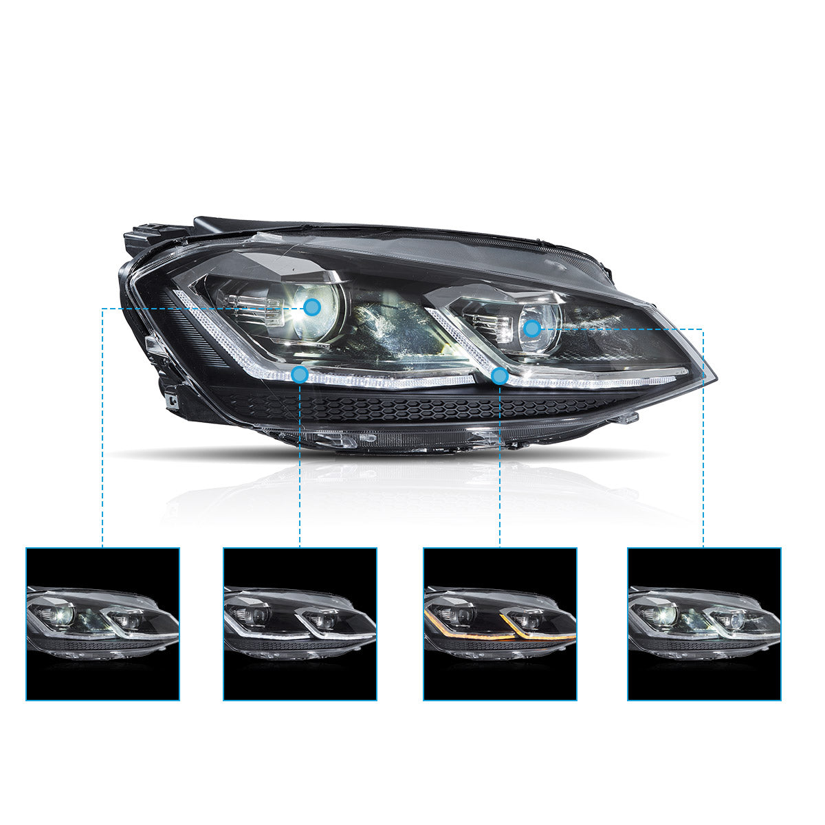 VLAND Full LED Headlights for 2015-2017 Volkswagen Golf MK7 Canada
