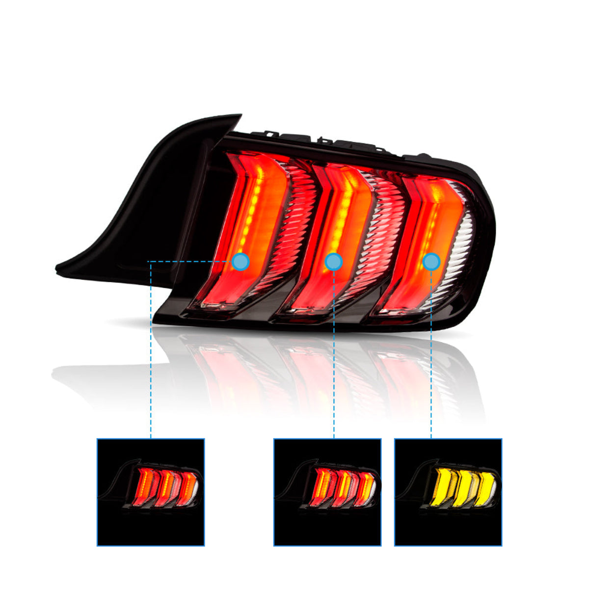 VLAND LED Tail Lights For Ford Mustang 2015-2023 S550 with 5 models Turn Signal Canada
