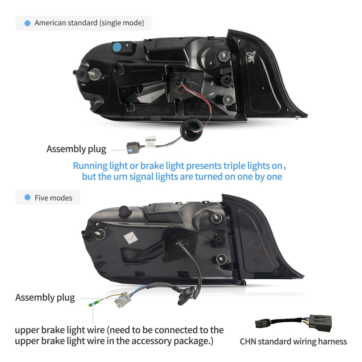 VLAND LED Taillights For 2015-2023 Ford Mustang S550 with 5 Modes turn signal Canada