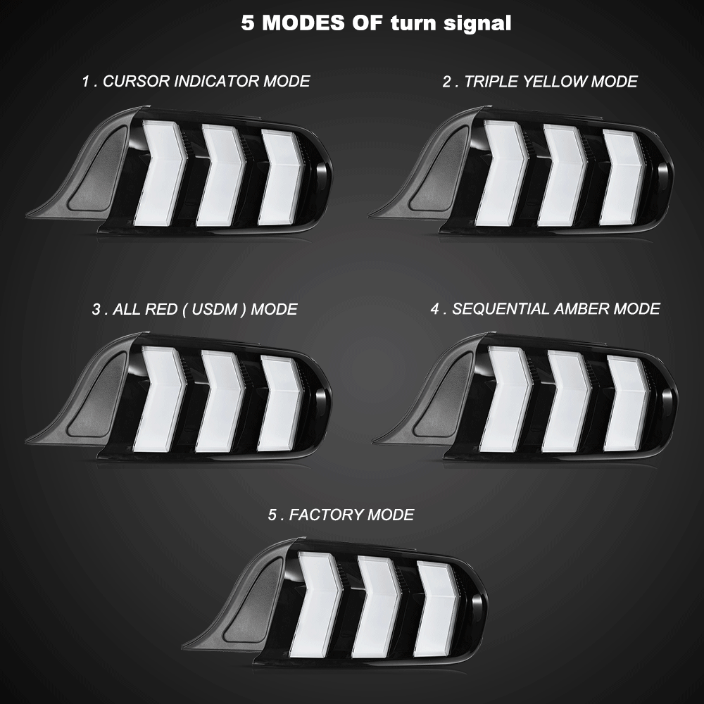 VLAND LED Taillights For 2015-2023 Ford Mustang S550 with 5 Modes turn signal Canada