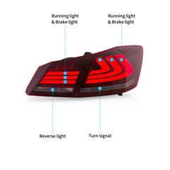 Clearance-2013-2015 Honda Accord Red Clear Tail lights Canada