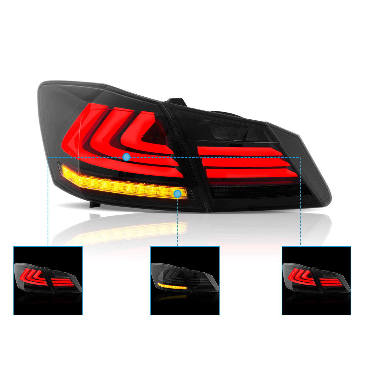 VLAND LED Tail Lights for 2013-2015 Honda Accord Canada