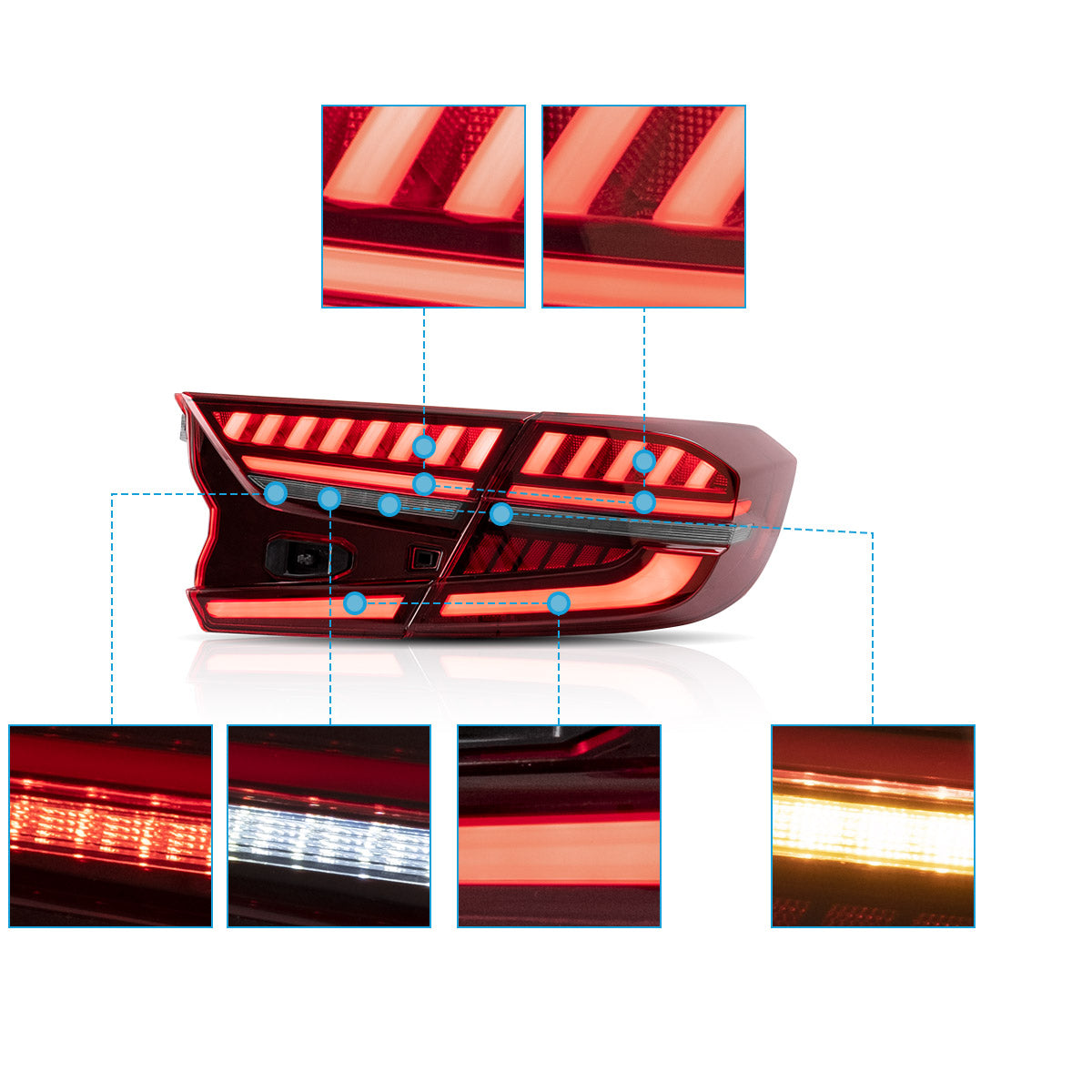 VLAND LED Tail Lights for Honda Accord 2018-2022 Sedan Canada