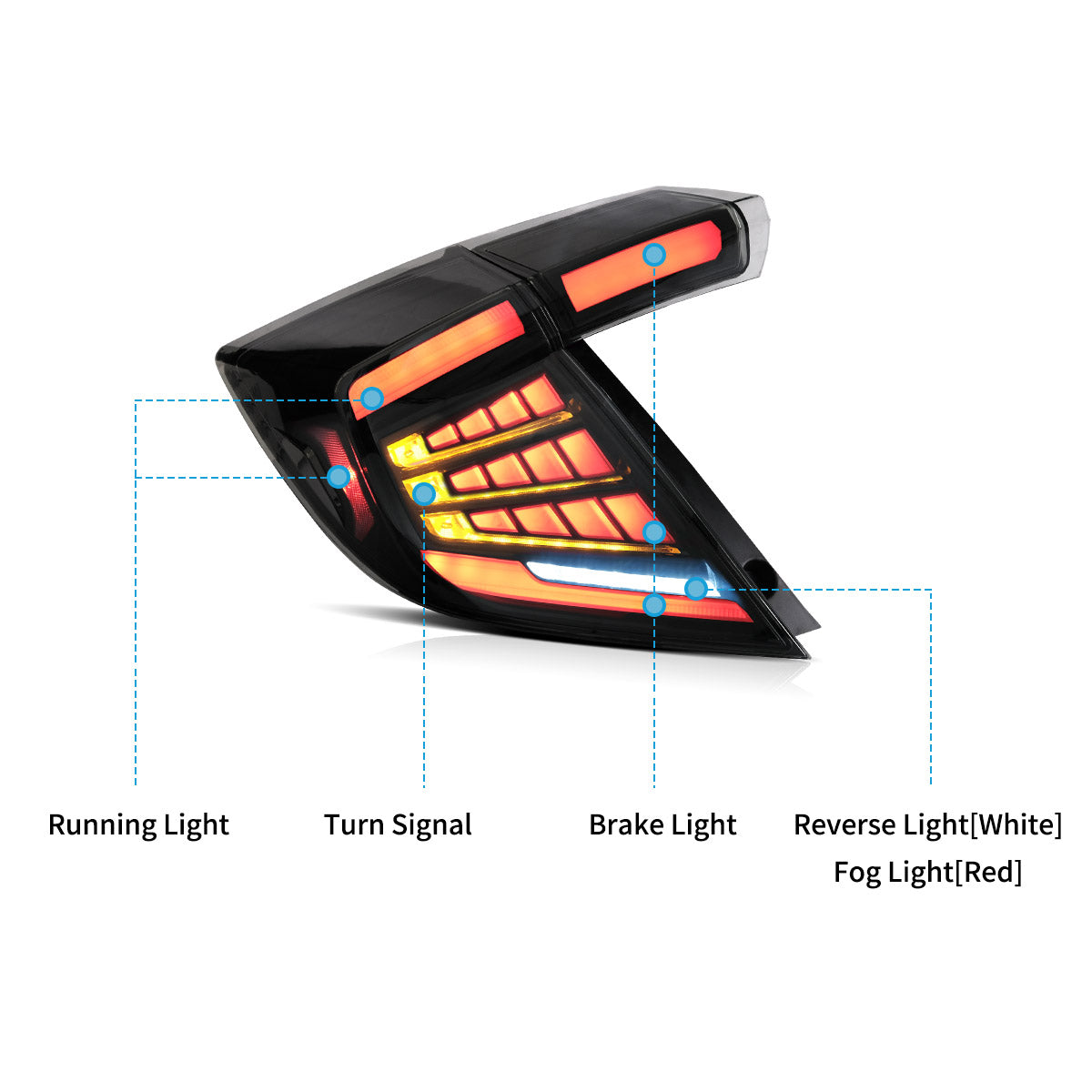 VLAND LED Taillights For 2018-2021 Honda Civic with start-up animation Canada