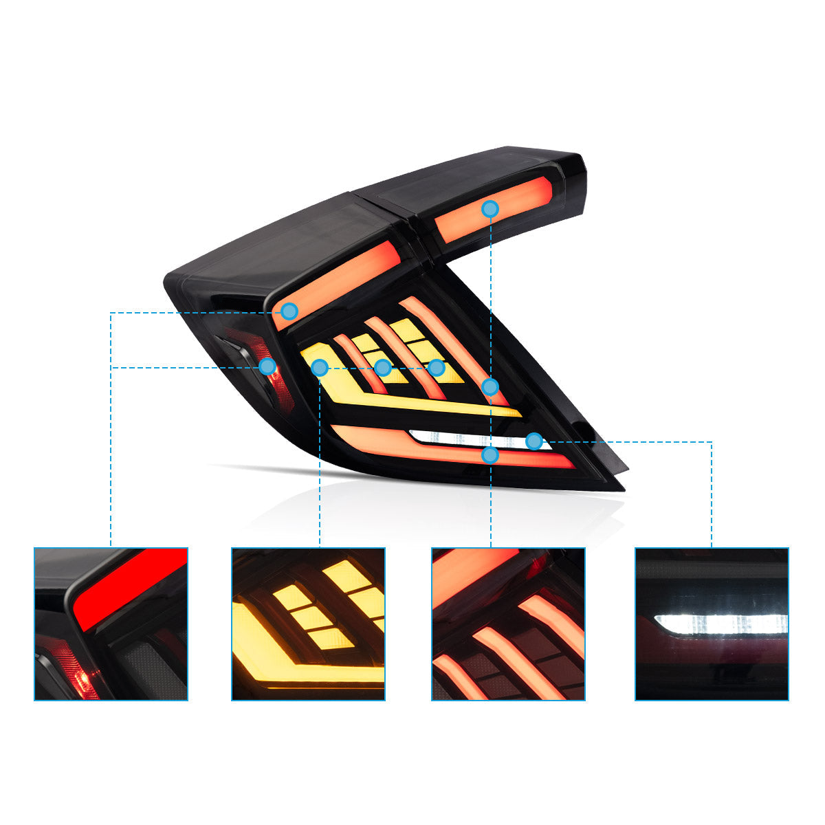 VLAND LED Taillights For 2018-2021 Honda Civic Canada