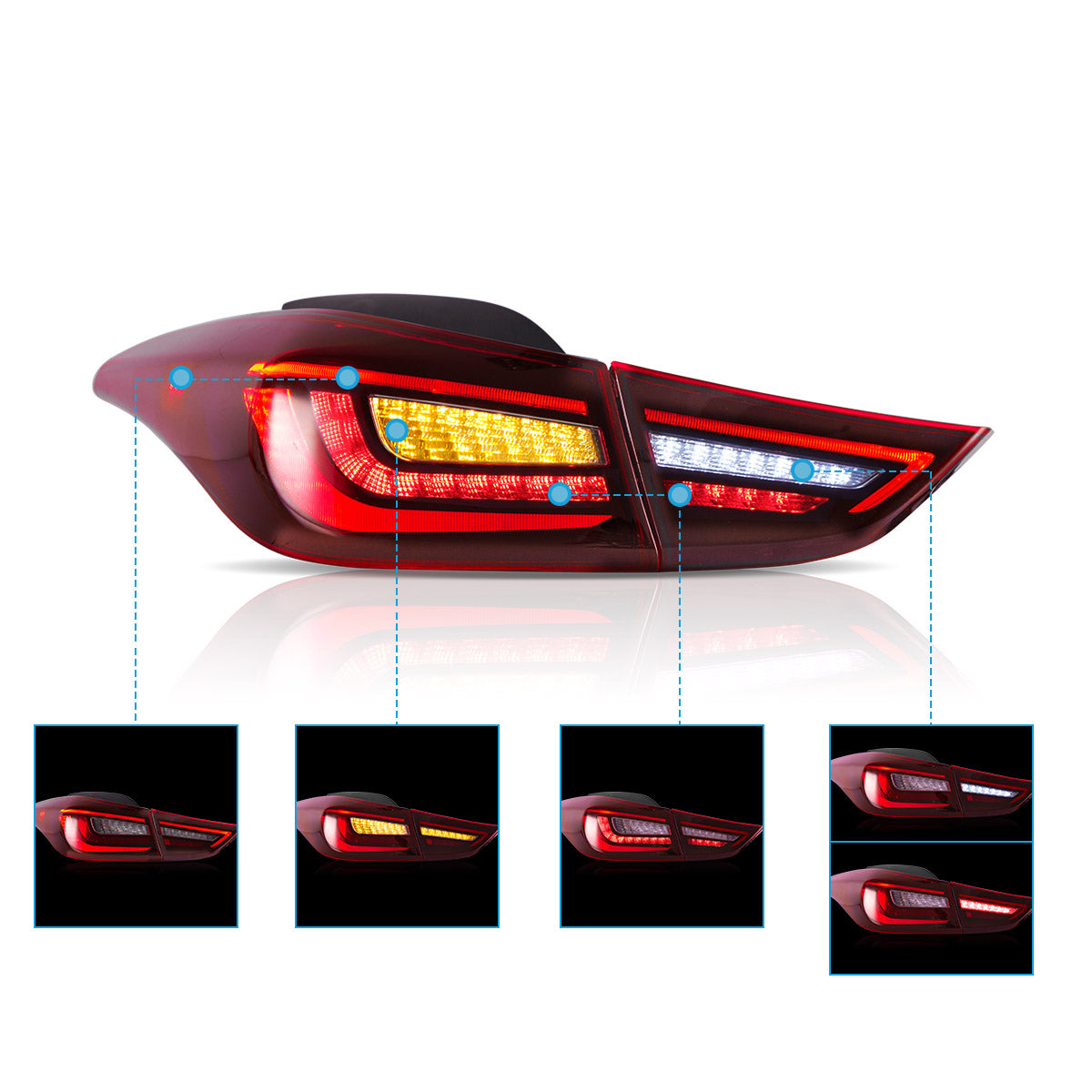 VLAND LED Tail Lights for 2011-2015 Hyundai Elantra Canada