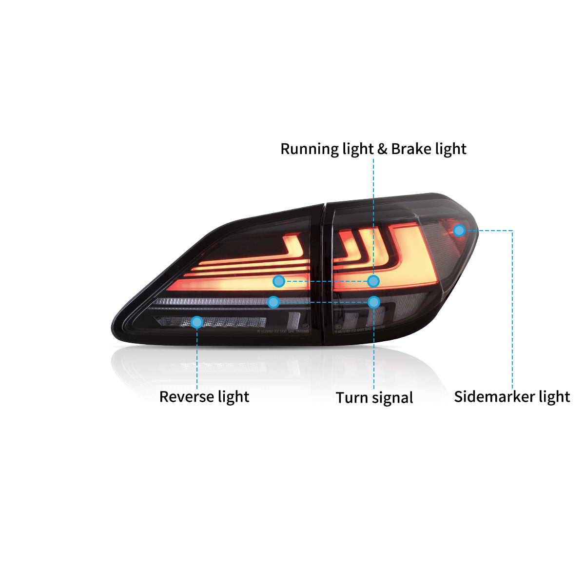 VLAND LED Taillights For 2010-2015 3rd gen. Lexus RX 350 400h 450h 450hL Canada