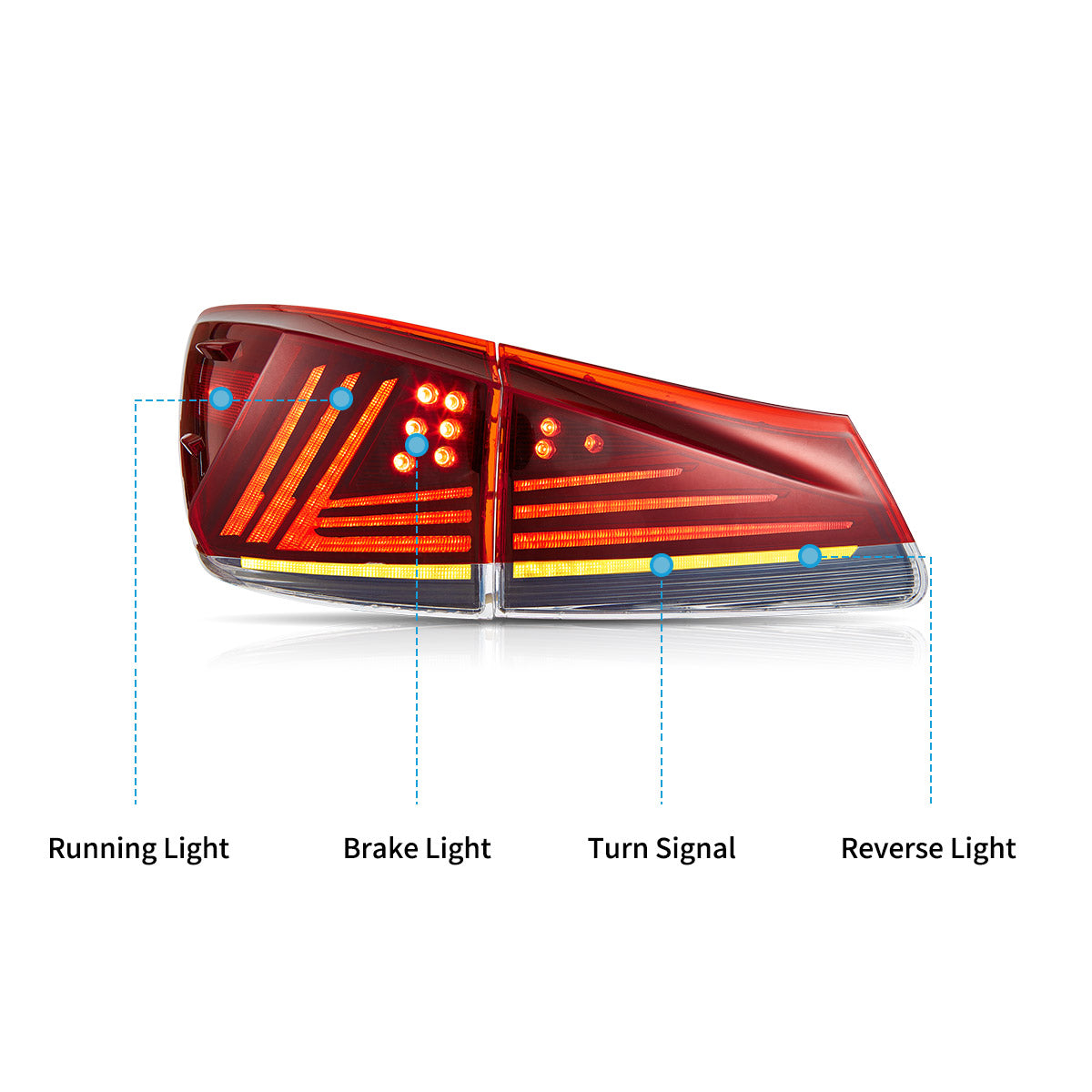 VLAND LED Tail Lights for 2006–2013 Lexus IS250 IS350 ISF IS300 220d 200d Canada